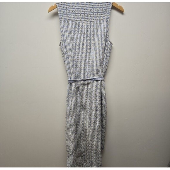 Anthropologie Kismet White & Blue Striped Eyelet Midi Shirt Dress Size 8 Women’s - Picture 4 of 10